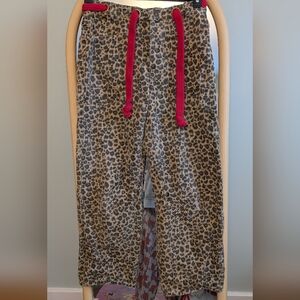 Leopard Print Barrel Jeans with Red Drawstring